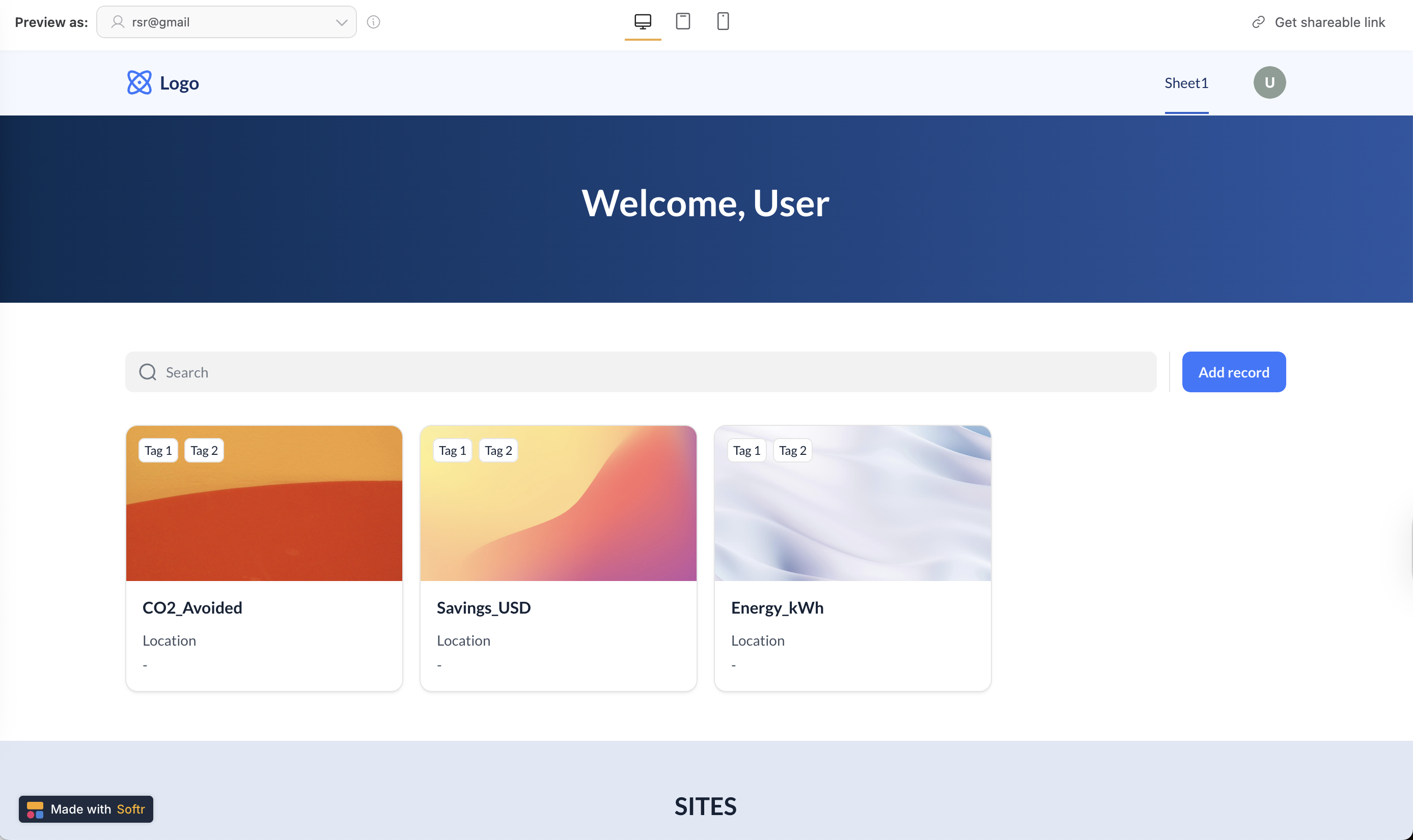Client Management Interface Dashboard